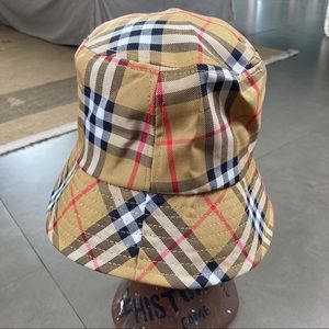 Faux Burberry Plaid Print Bucket Hat AOP